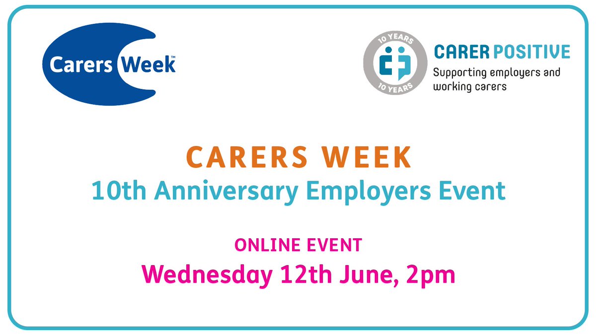 Celebrate ‘Carers supporting Carers’ and Carer Positive's 10th Anniversary with our special #CarersWeek event!
Find out more and book your place here: eventbrite.co.uk/e/carers-week-…