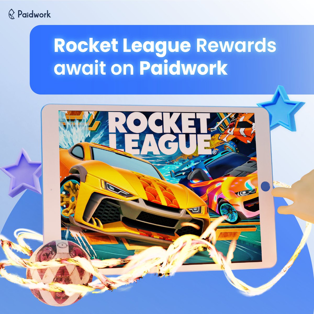 Ready to score big with @RocketLeague on Paidwork? 🚀🎮 

Dive into the action-packed world of gaming and earn $WORK rewards while you play! 🌟 
Level up your skills and your earnings simultaneously. 

Don't miss out on this thrilling opportunity to earn while you game! 💼💰…