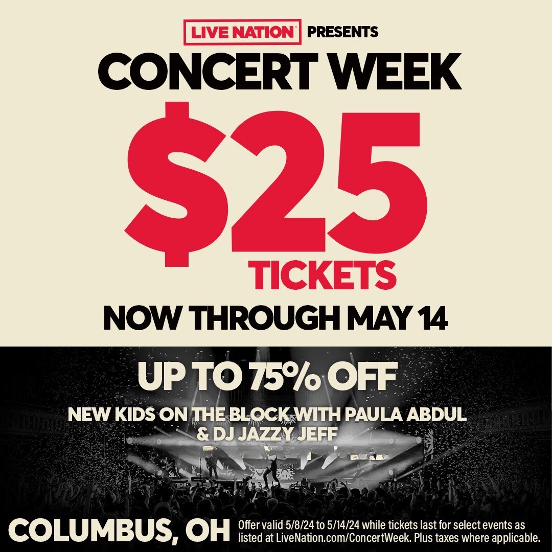 ICYMI: You can get up to 75% off on @NKOTB tickets NOW through May 14 during Live Nation's Concert Week! Get yours today and don't miss them at @NationwideArena Friday, August 23! livenation.com/promotion/conc…