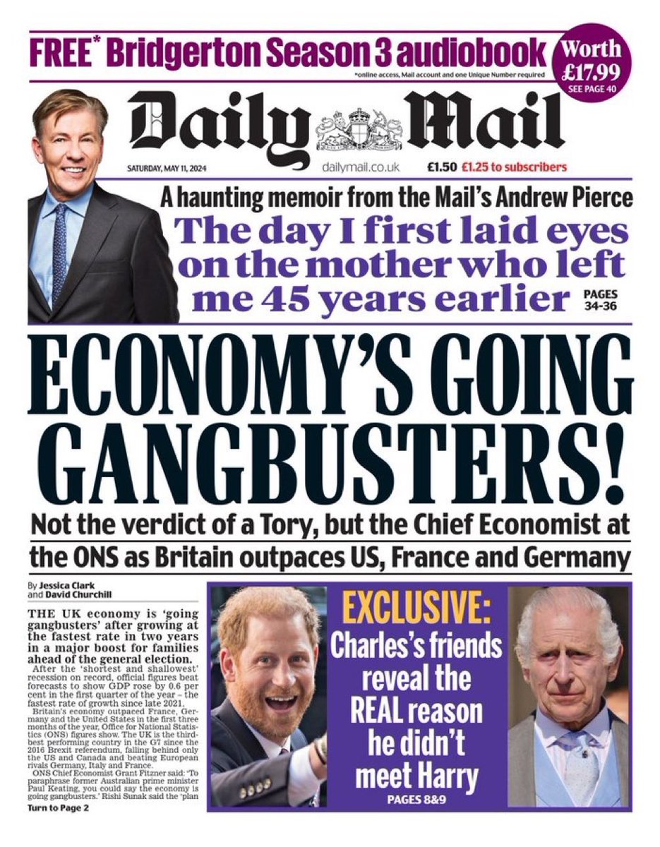 Don’t tell Labour, they’ll lie even harder, deceive more and gaslight you that little bit extra. The economy is always better with the Conservatives. Only they can get the country through the tough times and global shocks. The economy is growing.