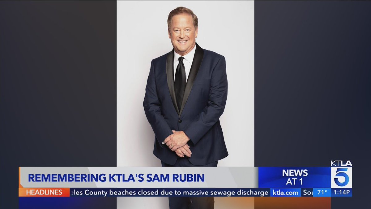 lorilammerding's tweet image. Sam Rubin, the KTLA5 Entertainment News Reporter for more than 3 decades, passed away suddenly today.  I didn’t know him personally, but I am still deeply saddened by learning of his passing.  Love and prayers to his family and friends. May he rest in peace. #RIPSamRubin