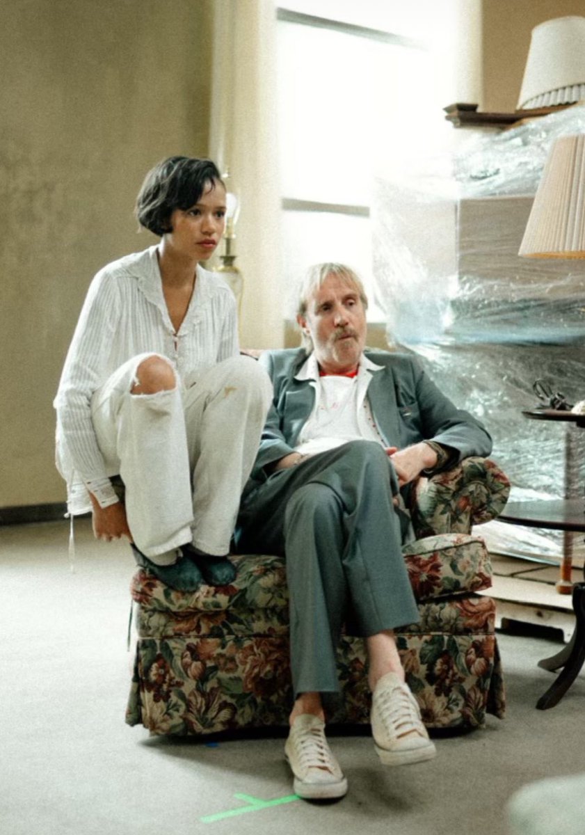 Taylor Russell and Rhys Ifans behind the scenes of ‘MOTHER, COUCH.’