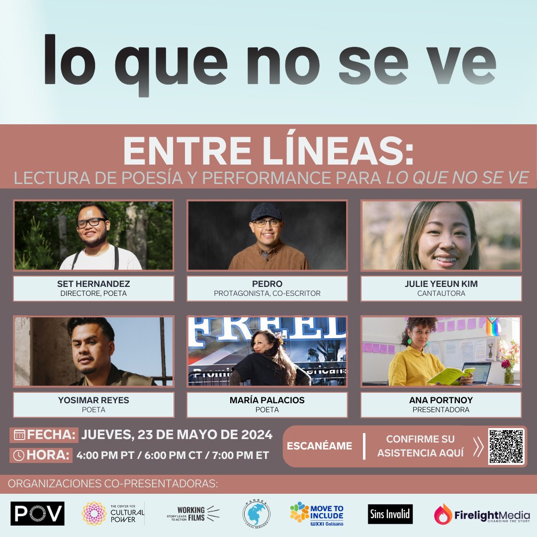 lo que no se ve, un documental sobre la inmigración, la discapacidad y la salud mental, es también un documental inspirado por la poesía. Nos juntamos con el filme para presentarles el evento virtual - Entre líneas. Inscríbete: eventbrite.com/e/between-the-…
