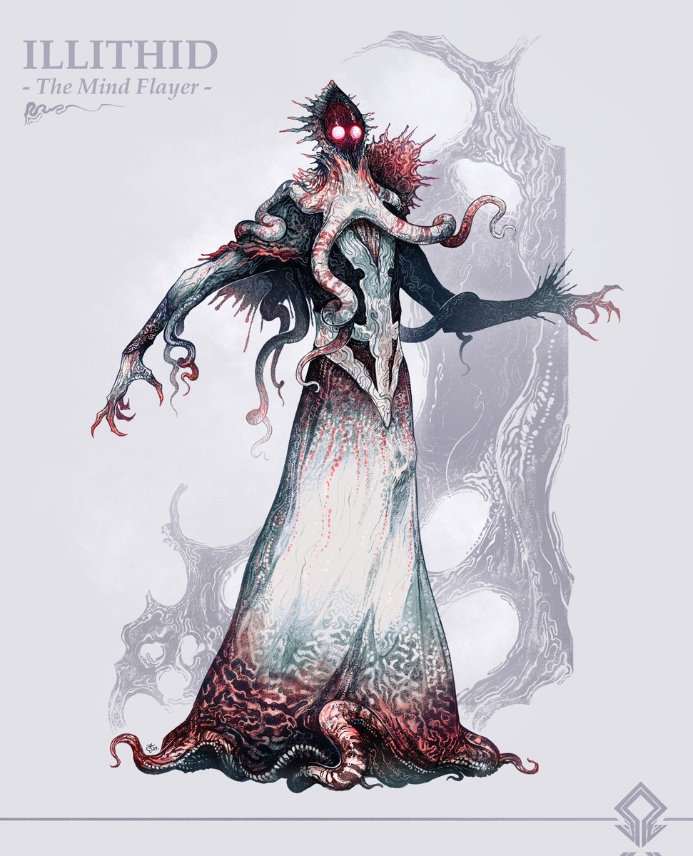 Illithid - the Mind Flayer
Suggested by @tallestmatt 

'Vicious beings from another dimension that took resident in our world, corrupting it from beneath the surface, always experimenting with the fabric of life in order to acquire even more knowledge'

#creaturedesign #dnd
