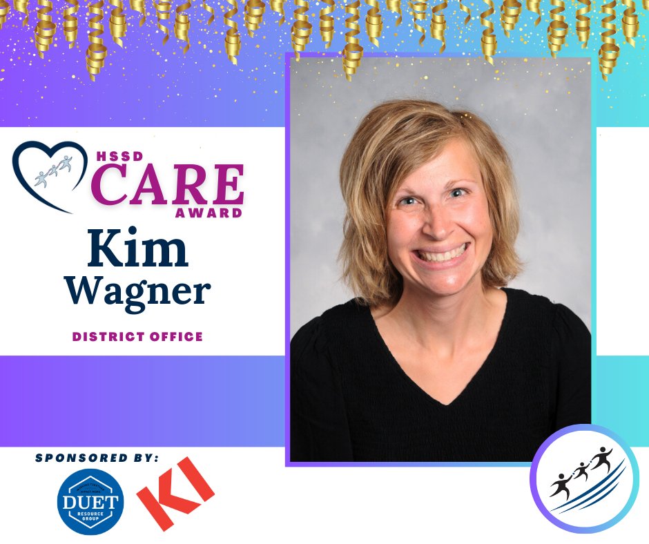 Congratulations to Kim Wagner, Administrative Assistant of Student Services, for being named the HSSD CARE Award recipient for the District Office! ⭐ You are a valued member of our District. Thanks to Duet Resource Group and @kitweets for making this award possible. ❤️