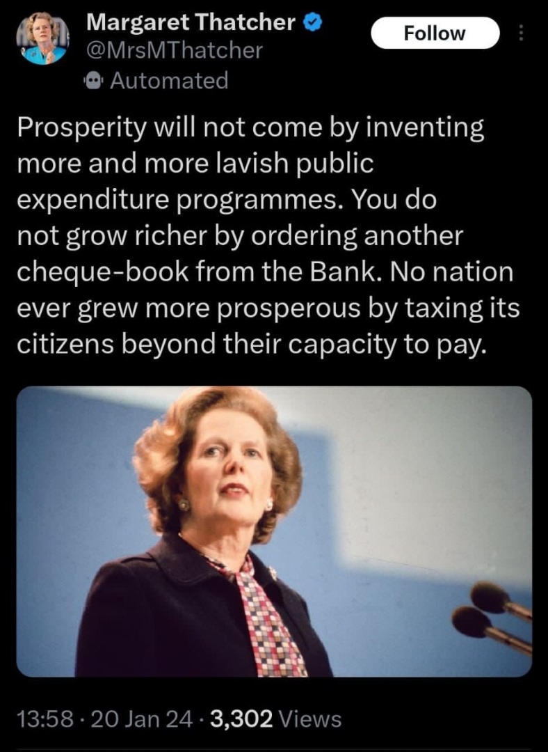 True Definition of Prosperity- Margaret Thatcher
#worldeconomy #worldpeace #SDG8 #letthepoorbreathe #hrmaag #Taxation