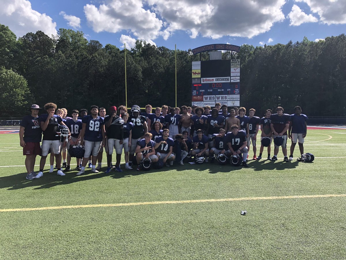 What a great first week of Spring Ball @WoodstockFtball Proud of these #BlueShirts good start, long way to go. Built on the ROCK-FTHTT Excited for Monday…Game Week! FOE!