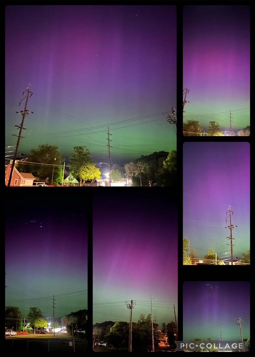 Northern lights over downtown Wise, Virginia tonight ! #amazing