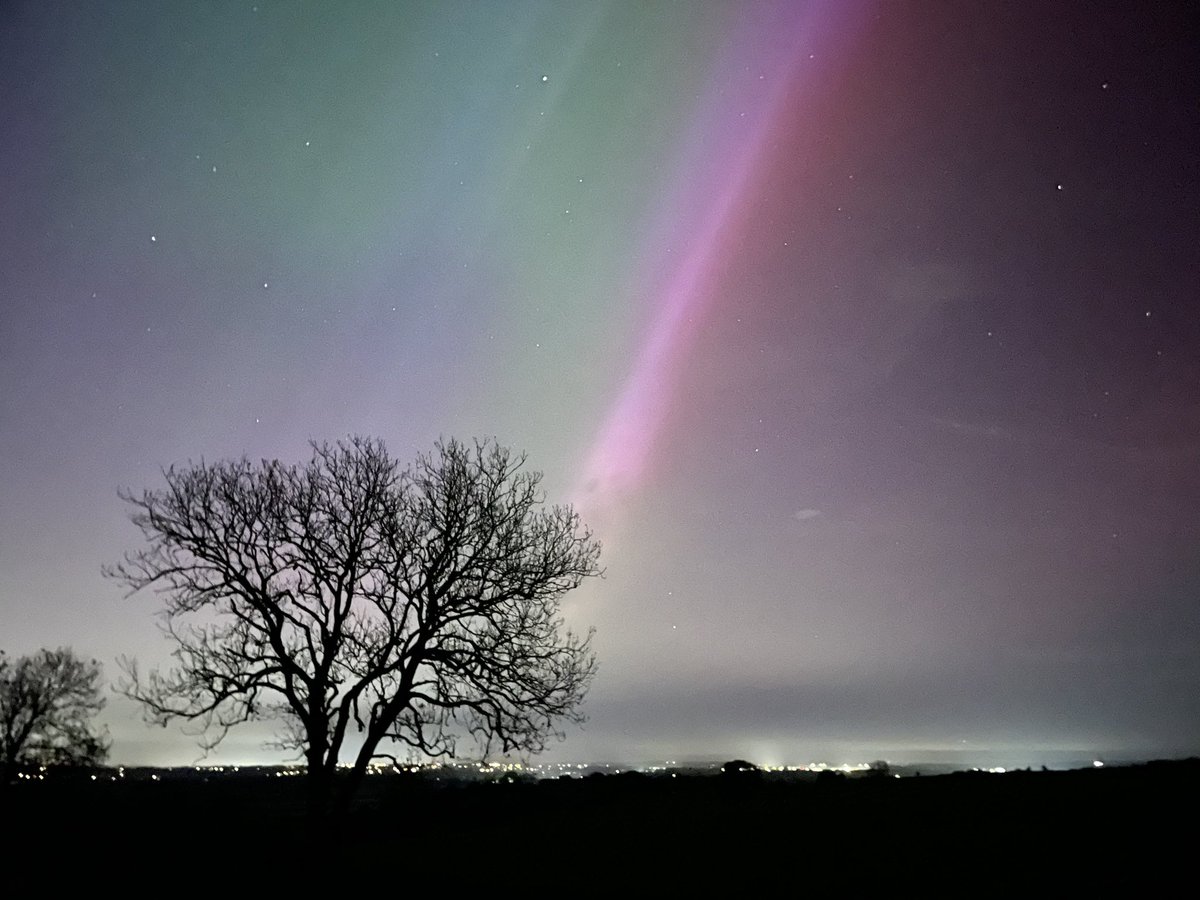 Aurora Borealis over the skyline of Northampton tonight, what an absolute sight to see!