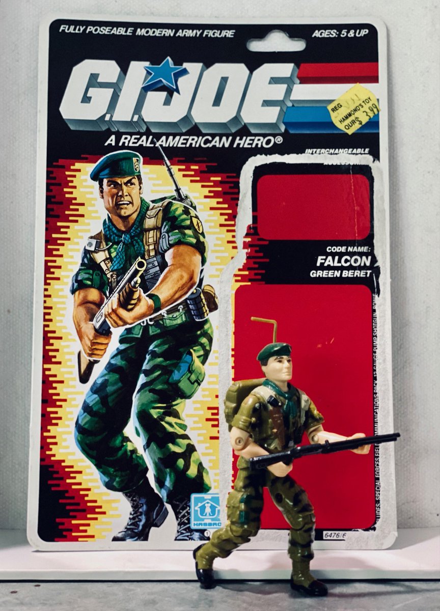 1987 #GIJoe Falcon. an all-around excellent figure. his bowie survival knife is not seen, but slid into the backpack. now complete with an uncut file card. 

#YoJoe #GIJoeNation #ToyCollector #ARAH #Cobra #GIJoeFigures #ActionFigures #Collectibles #VintageToys