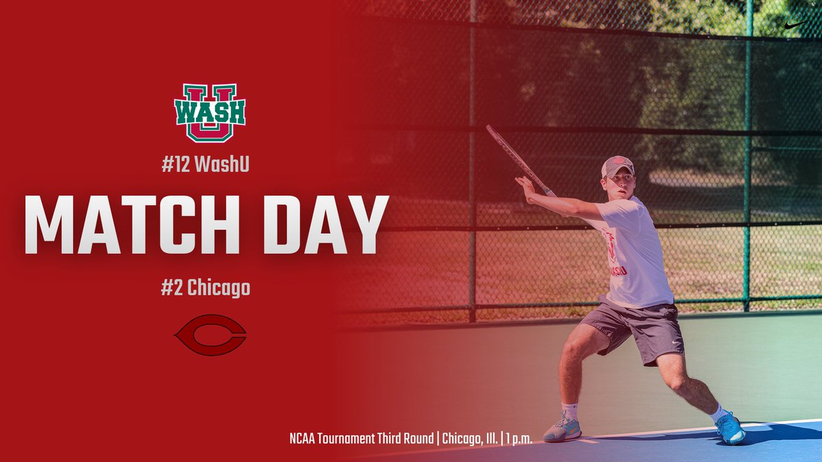 MATCH DAY and NCAA Tournament Third Round!     

#12 @WashUmTennis vs. #2 Chicago  
📍Chicago, Ill. | XS Tennis Village  
🕐 1 p.m.   
ℹ️ tinyurl.com/2ketvuex 

#RuntotheBattle