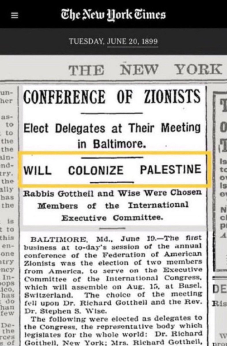 “Conference of Zionists will colonise Palestine” - 1899 New York Times article. 

Now they want you to believe Palestine never existed.