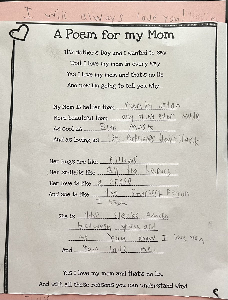 MsALomeli's tweet image. Happy 🇲🇽 Mother’s Day 💐 A poem from my son ……                                        I’m ‘As Cool as @elonmusk’ 😎