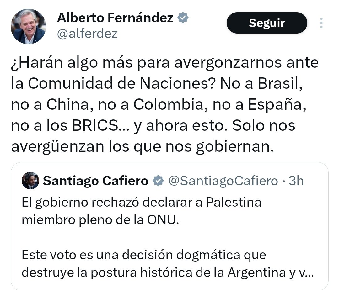 Claaaro, para el amigo de Irán y Hamás @alferdez hay que premiar al terrorismo, hay que premiar la masacre del 7/10 Terroristas palestinos cometen la peor masacre en la historia de Israel y este sinvergüenza cree que hay que premiarlos