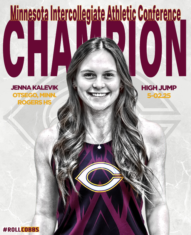 🥇𝗠𝗜𝗔𝗖 𝗖𝗛𝗔𝗠𝗣𝗜𝗢𝗡🥇 Jenna Kalevik continues her tremendous breakout season by winning the high jump! She ties her PR & wins on fewest misses at lesser heights. #RollCobbs🌽