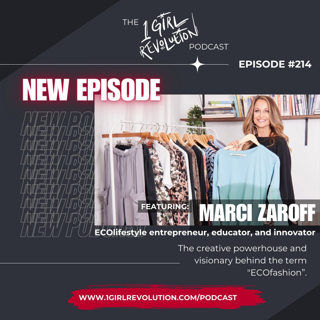🎧✨ NEW EPISODE⁣ 🎧✨
⁣
This week on The 1 Girl Revolution Podcast, we welcome Marci Zaroff, the founder of ECOfashion Corp, founder of MetaWear, co-founder of The Institute for Integrative Nutrition....