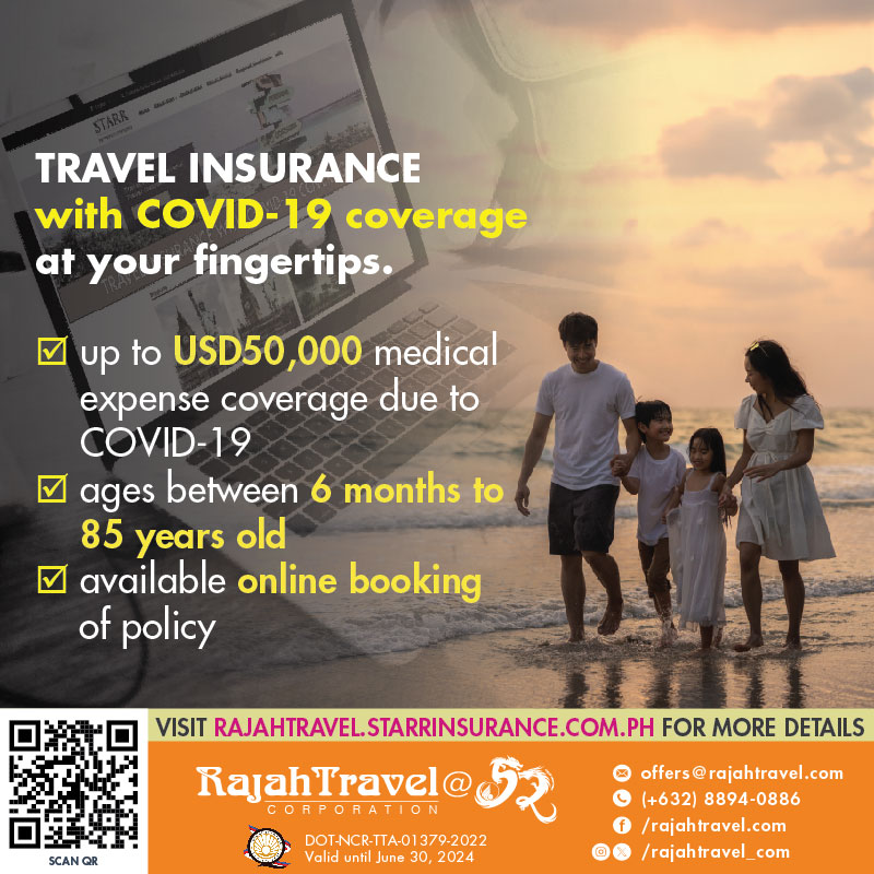 Family trip with all ages? Get travel insurance for ages 6 months to 85 for worry-free adventure!✈🌎😷 
For #SafeTravels #TravelWithUs and #GetProtected. 
Book your travel insurance now! 
👉 rajahtravel.starrinsurance.com.ph

#TravelInsurance #Travel 
#RajahTravel #StarrInsurance