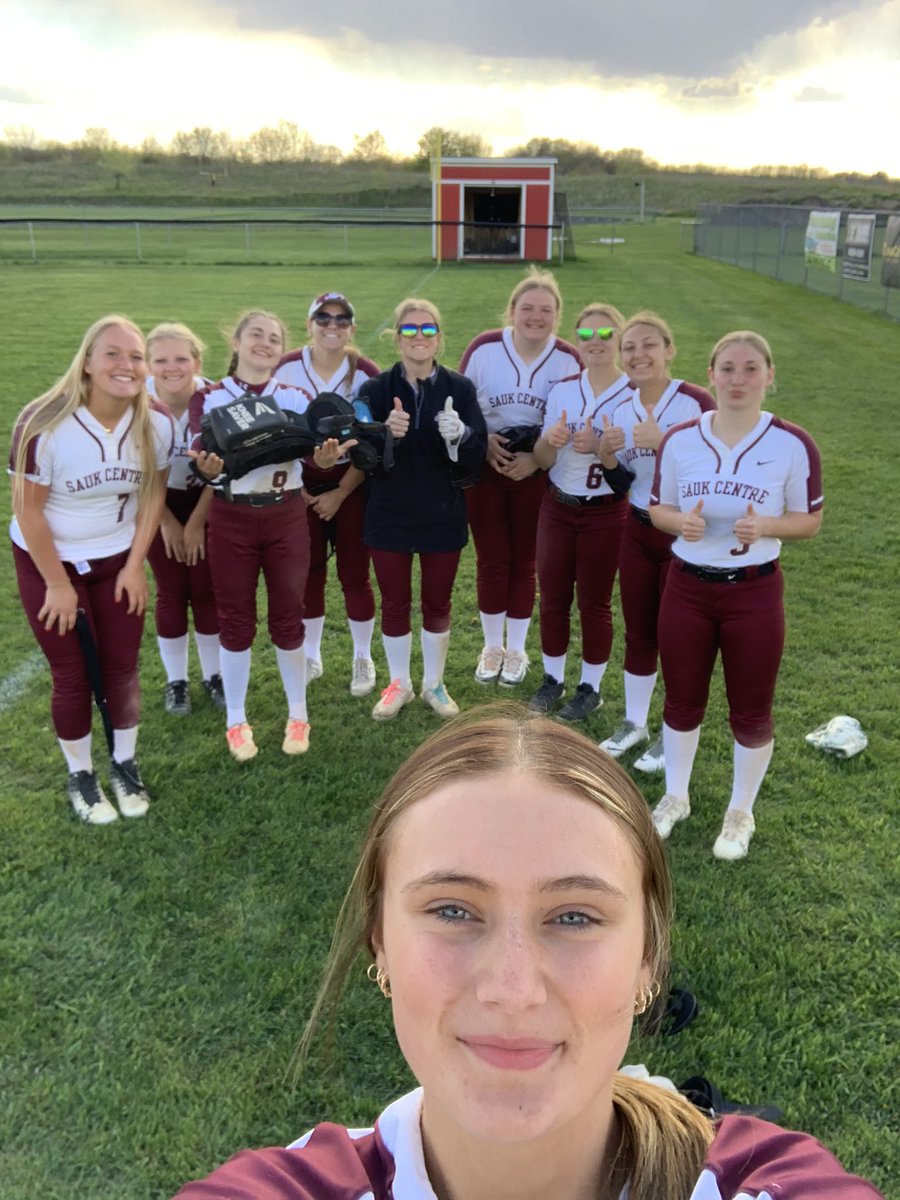 Much needed section win tonight vs. Staples-Motley tonight 19-9!  Peyton Borgmann lead the way with her first career 4 hit game to go with 4 RBI’s!