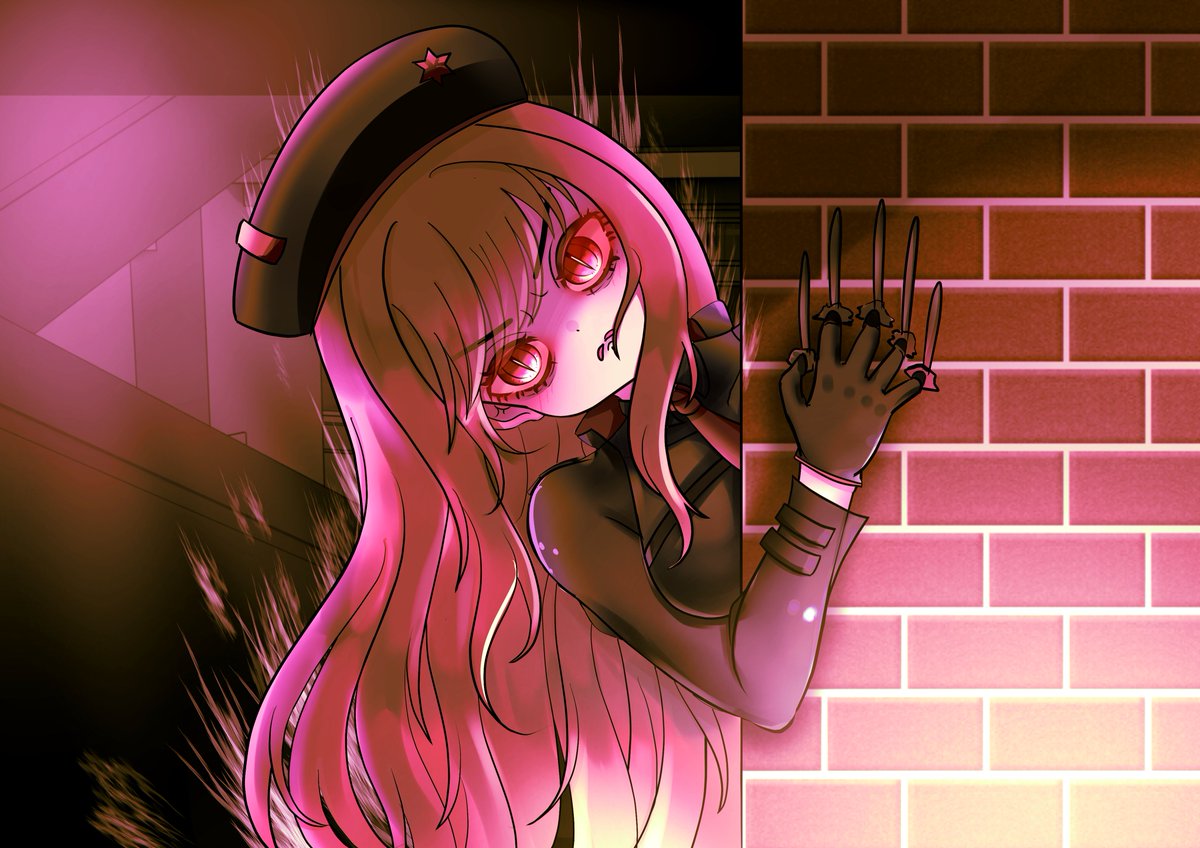1girl solo long hair looking at viewer long sleeves gloves red eyes  illustration images
