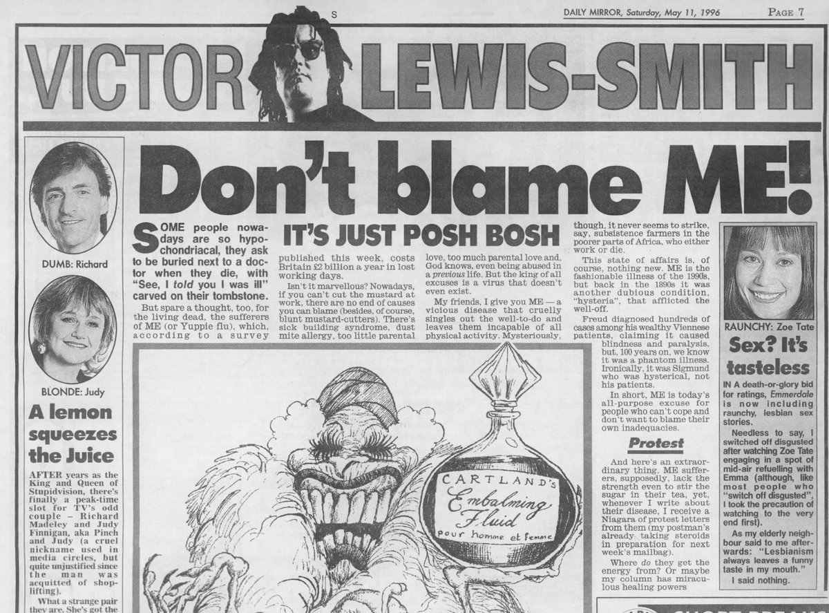 Today, twenty-eight years ago. The Daily Mirror, UK. 11 May 1996. #MyalgicEncephalomyelitis #myalgice #chronicfatiguesyndrome #mecfs #cfsme #cfs.