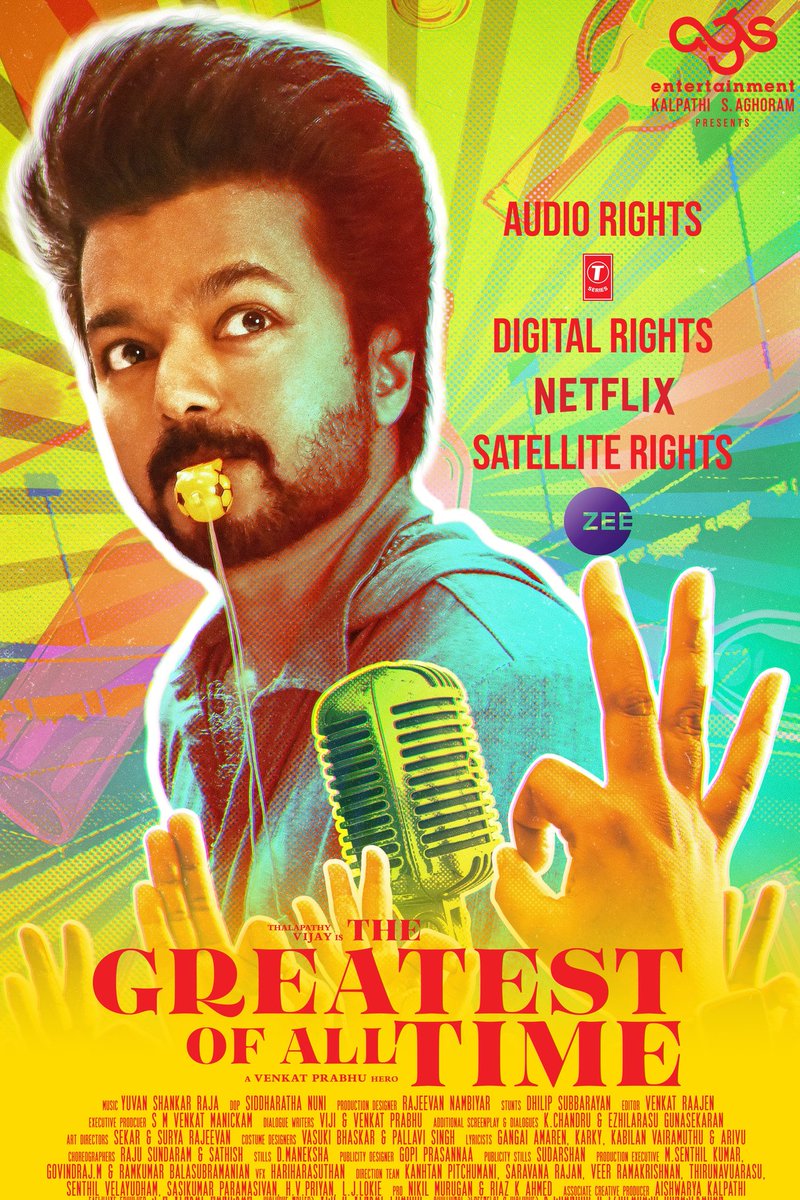 #TheGreatestofAllTime Rights Audio Rights - @TSeries Digital Rights - @Netflix_INSouth Satellite Rights - @ZeeTamil #ThalapathyVijay @actorvijay @vp_offl @archanakalpathi @aishkalpathi @thisisysr