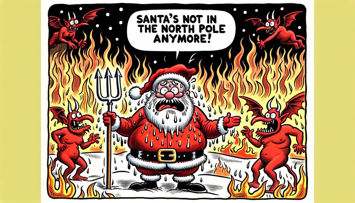 “The AI Pad” Fri May 10 2024 … a daily comic by @AddictiveAI #webcomic #webcomics #comics #dailycomic #Christmas #santa #satan #hell #devil #santaclaus #merrychristmas #xmas #jokes #fridayfun #silly #cartoon #daily