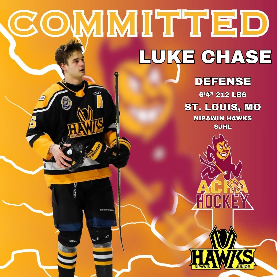 sparkyhockey's tweet photo. Shut down 6’4” defenseman Luke Chase will be joining us and his brother Ben Chase for the 2024-2025 season. Luke spent his junior career with the @canmoreeagles of @TheAJHL before being acquired by the 
@SJHL_Hawks of @theSJHL this past season. Welcome to Tempe Luke! https://t.co/RMlFZ8G9Qg