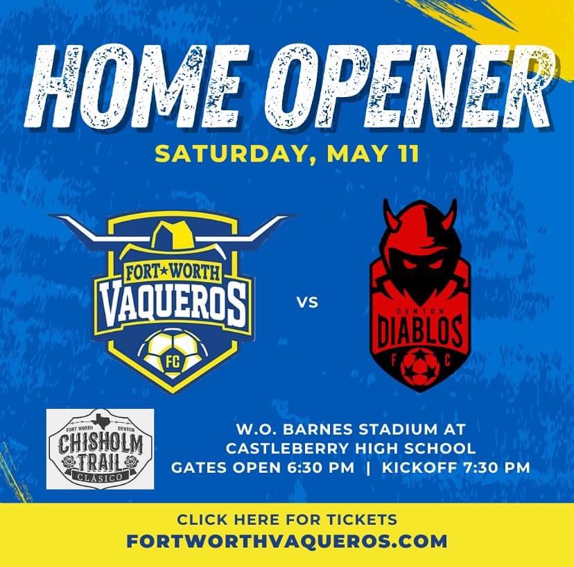 On Saturday, we’ll be open 10am-4pm then we’re shutting down to go to Fort Worth Vaqueros vs Denton Diablos match in Fort Worth because we believe you have to #SupportLocalSoccer
