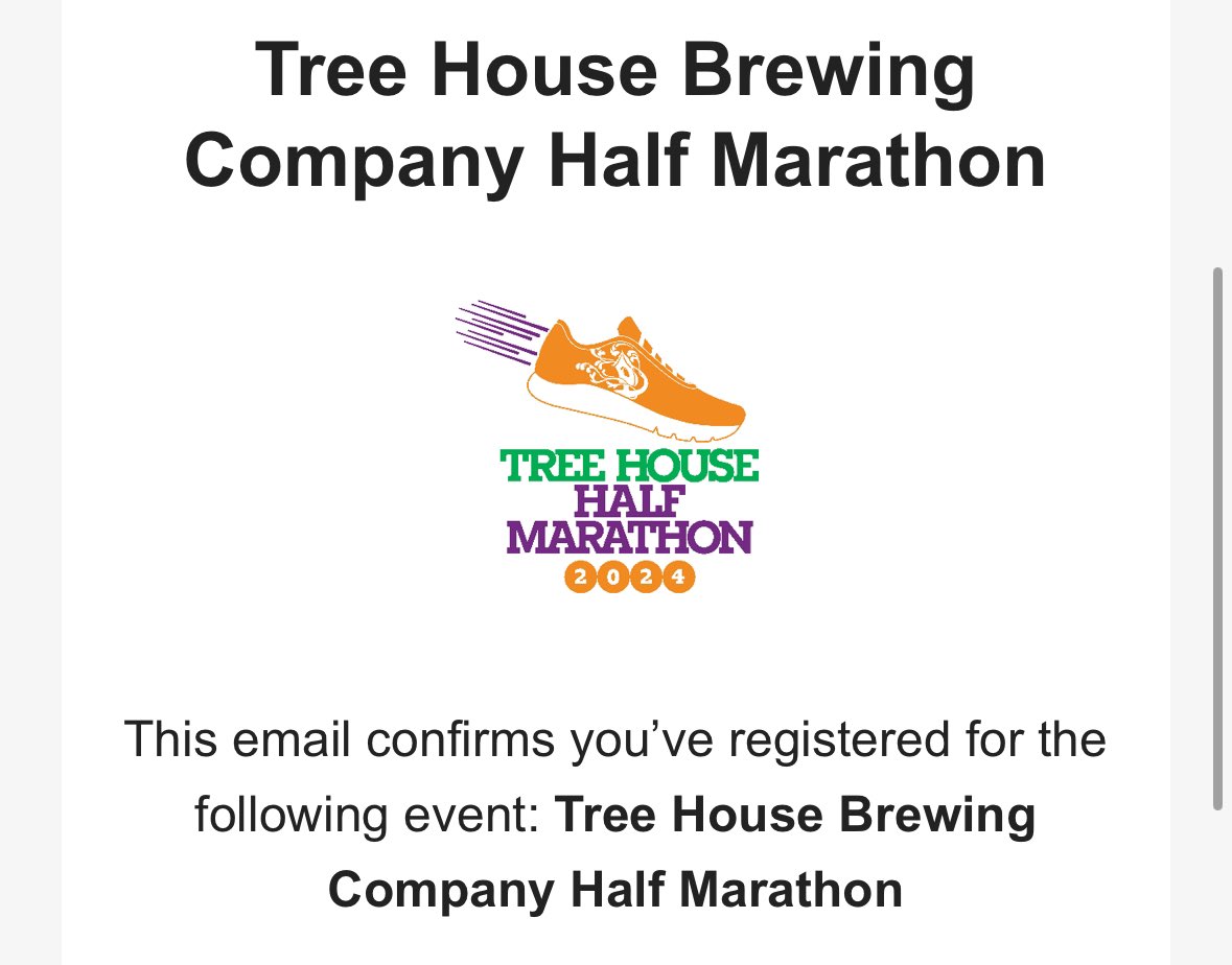 Can’t wait to do this incredible race for the second year in a row at the Deerfield @TreeHouseBrewCo !