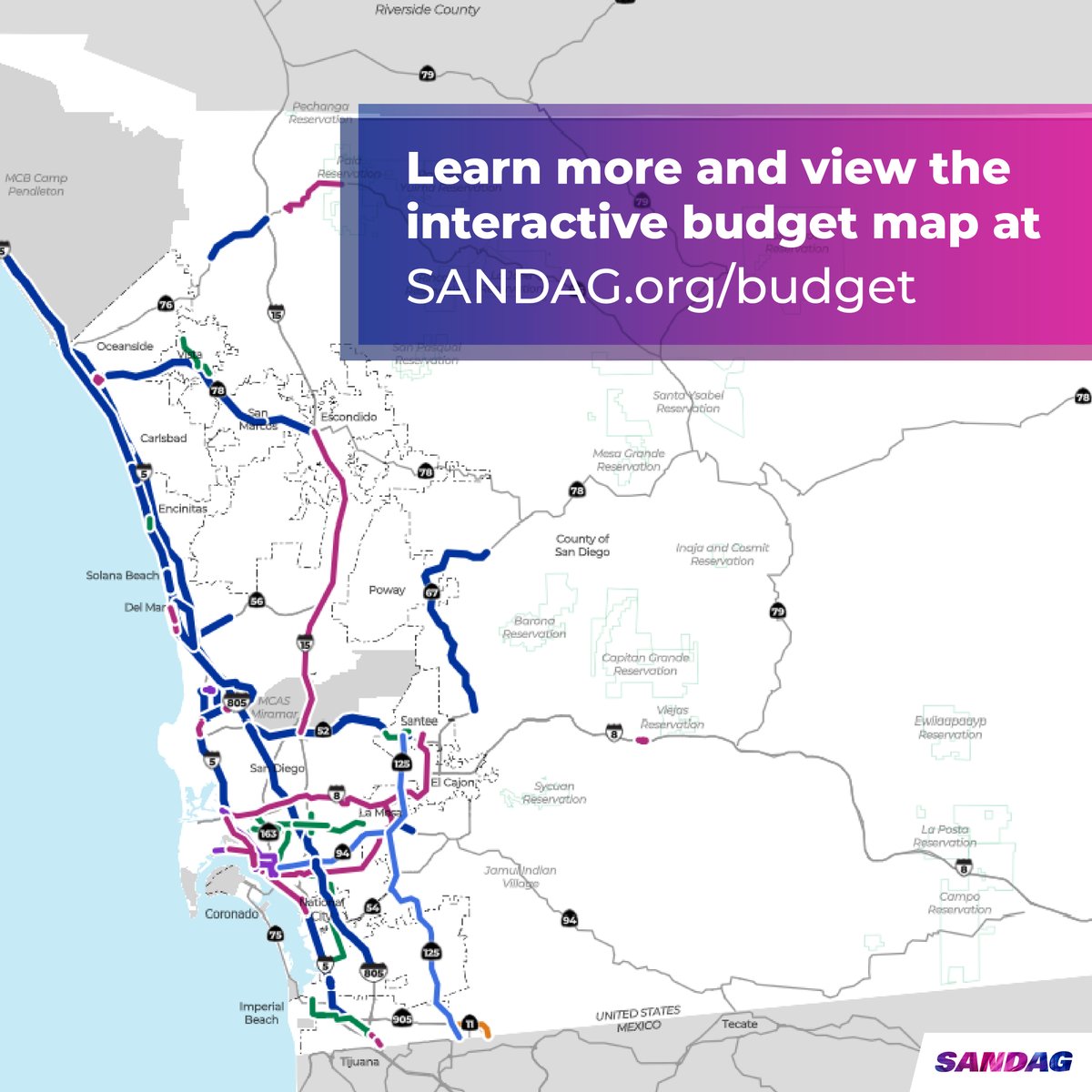 The #SANDAG Board of Directors has approved the FY 2025 budget! Learn more and view the interactive budget map at SANDAG.org/budget. #BODrecap #Budget #FY2025