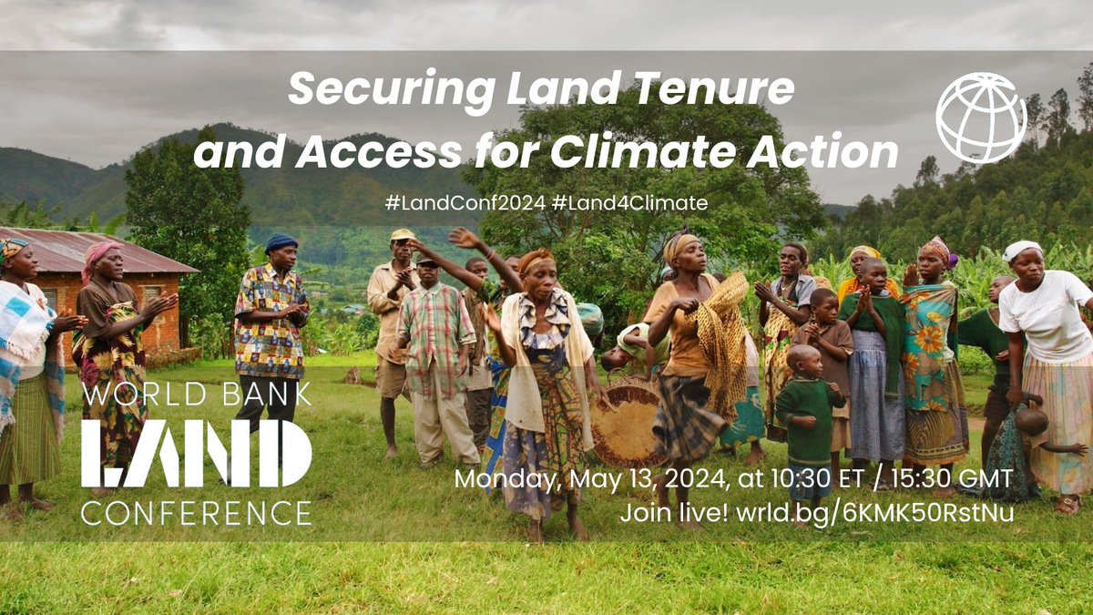 EVENT | Did you know that securing #land tenure and access is fundamental to tackling climate change? Join us at the @WorldBank #LandConf2024 to learn more: wrld.bg/6KMK50RstNu #Land4Climate @WBG_Cities