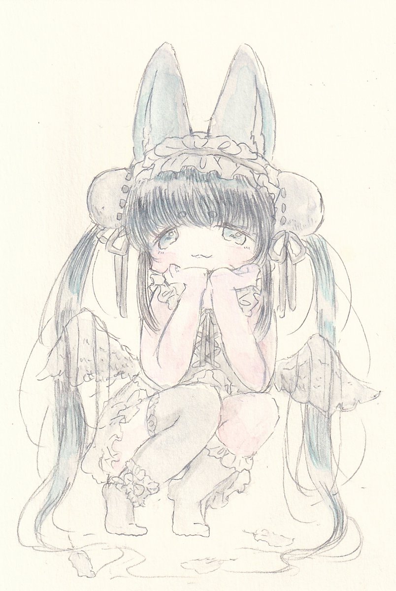 「ちょっと悪いことする? #イラスト #女の子 #ケモ耳 #ウサギ #フォロワー1」|けだまのイラスト