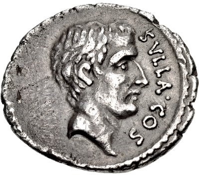 Portrait of Sulla on a Denarius minted in 54 BC