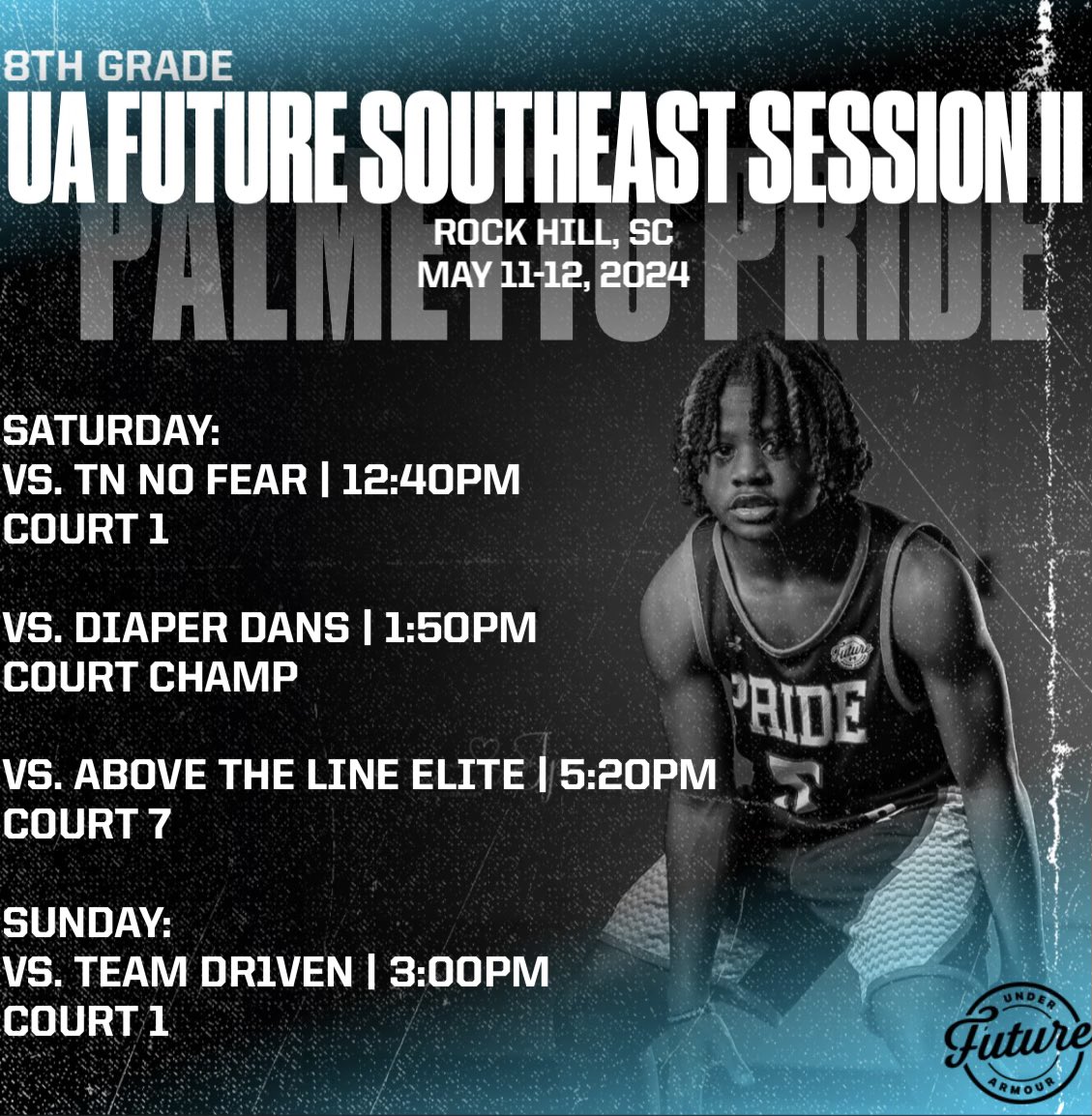 UA Future Session 2 this weekend in Rock Hill, SC!

Check out our schedules in the included graphics!

Let’s go!!! @circuitfuture 

#ThePrideWay 🏀🌙🌴 #Forever45 🩵🧡
#UAFuture 🔒🔗