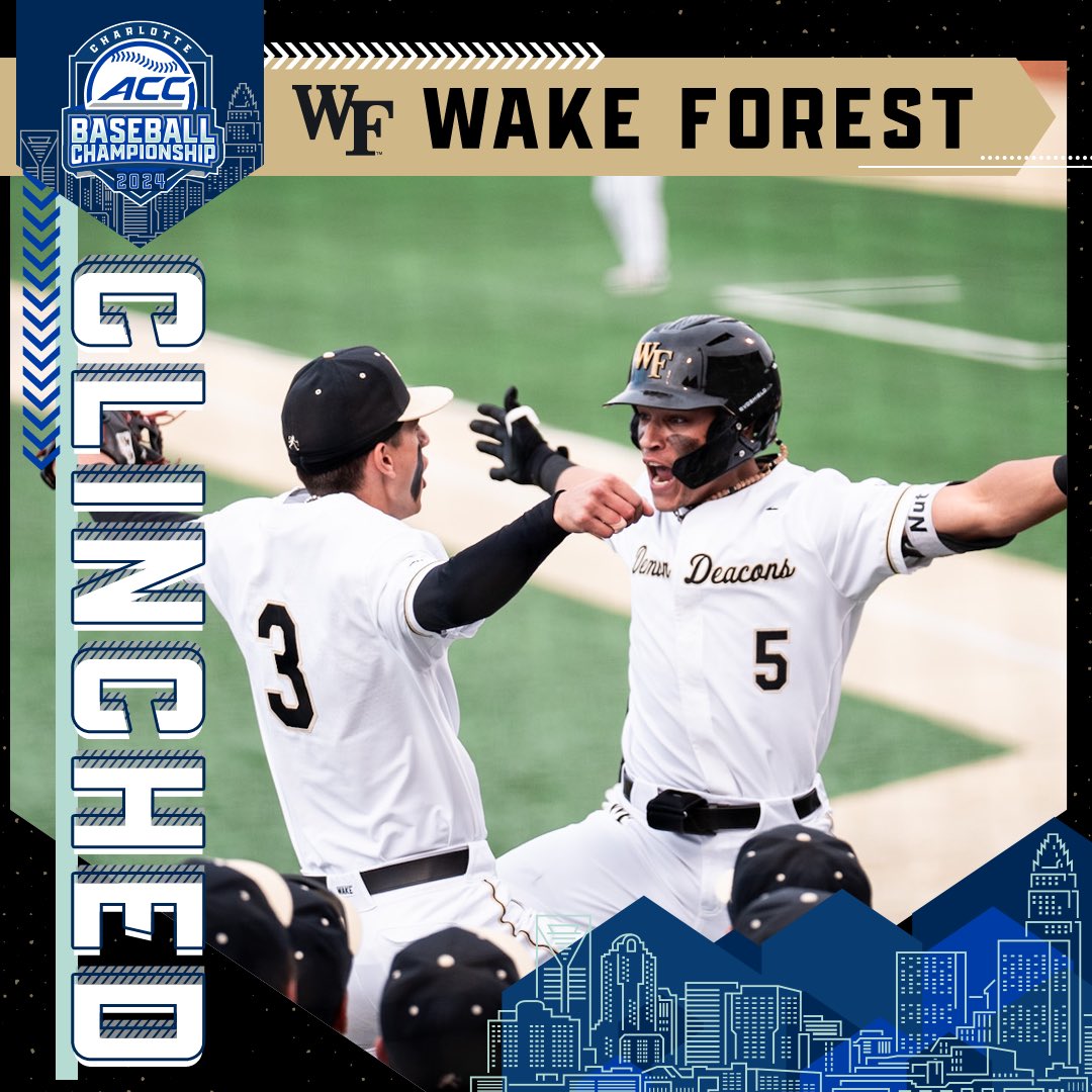 𝘿𝙀𝘼𝘾𝙎 ➡️ 𝘾𝙇𝙄𝙉𝘾𝙃 @WakeBaseball has secured a spot in the 2024 ACC Baseball Championship!