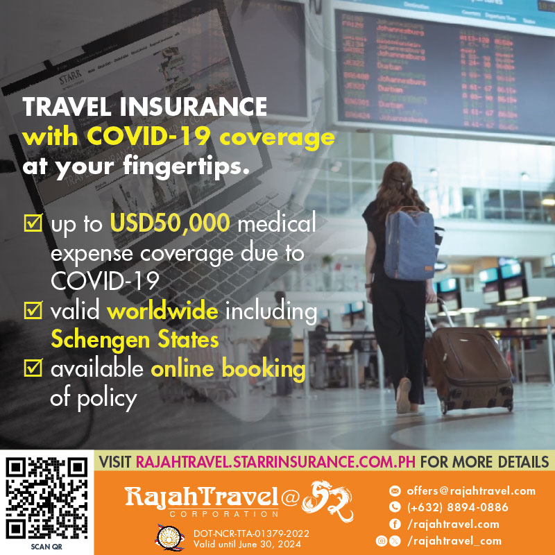 Confidence in traveling comes from being prepared. ✈🌎😷 
For #SafeTravels #TravelWithUs and #GetProtected. 
Book your travel insurance now! 
👉 rajahtravel.starrinsurance.com.ph

#TravelInsurance #Travel 
#RajahTravel #StarrInsurance