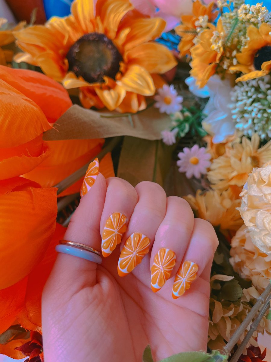 More of the new nails 🍊🪩🧡