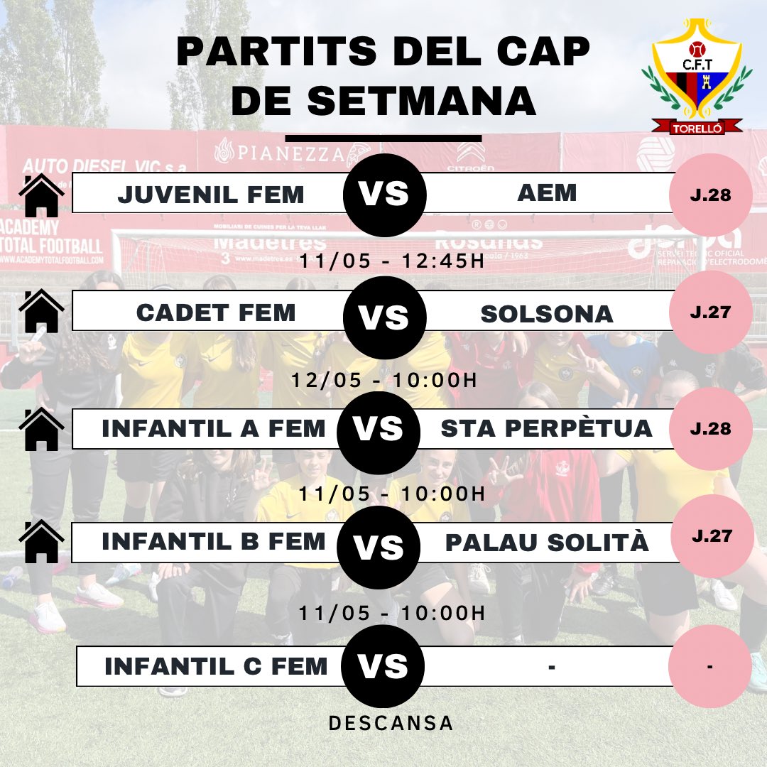 𝐅𝐔𝐓𝐁𝐎𝐋 𝐁𝐀𝐒𝐄 𝐅𝐄𝐌𝐄𝐍Í⚽️ Partits del cap de setmana👇🏽 ❤️🖤