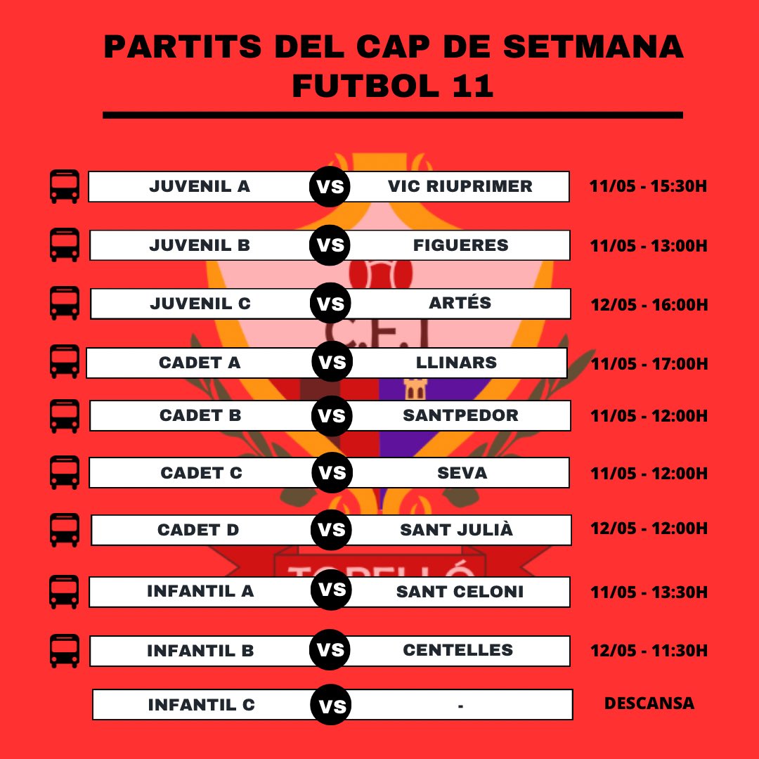 𝐅𝐔𝐓𝐁𝐎𝐋 𝐁𝐀𝐒𝐄 𝐌𝐀𝐒𝐂𝐔𝐋Í⚽️ Partits del cap de setmana👇🏽 ❤️🖤