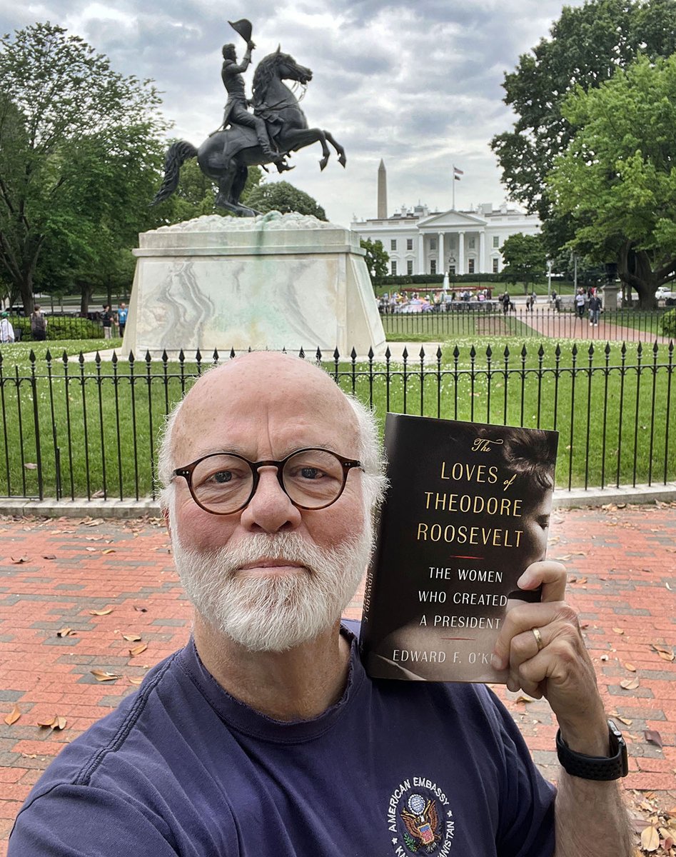 The perfect #mothersday2024 gift 'The Loves of Theodore Roosevelt: The Women Who Created A President' by @edwardokeefe I took this in front of TR's former residence with a guest appearance by Andrew Jackson! @Liz_Cheney @gtconway3d @NickKristof @BeschlossDC @morningmika @kasie