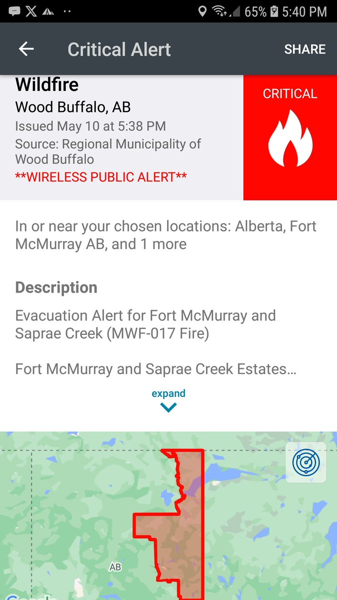 BREAKING evac alert in the #FortMac area #FortMcMurray #abfire