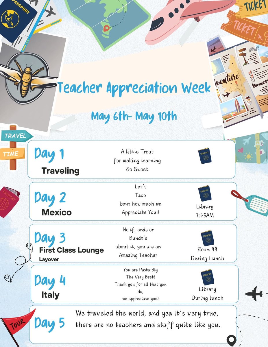 From takeoff to landing, it’s been a week filled with gratitude and celebration! ✈️ 🌟 We have traveled the world 🌍, and it’s very true, there are no teachers quite like you! Huge thanks to our incredible teachers for your dedication and passion. @AliceJohnsonJrH #HornetNation