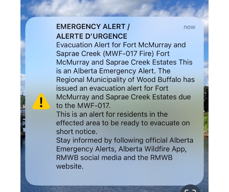 Fort McMurray Alberta is on alert for forest fire. It’s May, and much too hot for May. Send good vibes. 

#ForestFire #fortmcmurray