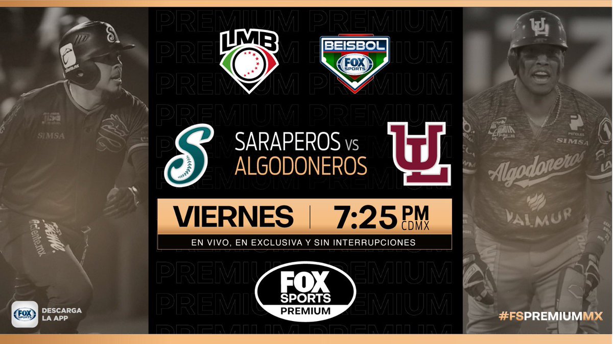 El Dragón del Norte pisa el diamante de #BEISBOLxFOXSPORTS para medirse a la Máquina Guinda ⚾ @ClubSaraperos 🆚 @AlgodonerosUL Viernes a las 7:25 PM CDMX en vivo, en exclusiva y sin interrupciones por #FSPremiumMX 🖥