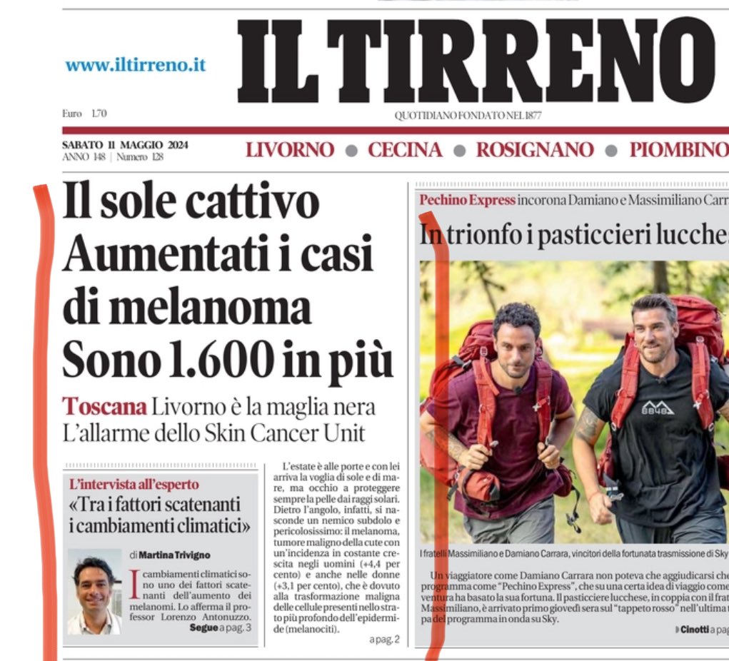 AStramezzi's tweet photo. Il “Sole cattivo” e il “cambiamento climatico” sono responsabili di 1600 casi in più di melanoma!
Forse anche la pizza o il pisolino pomeridiano…
Non certo i “vaccini” salvifici.

Quando a Gennaio 2021 io ipotizzai, causa troppe sollecitazioni del sistema immunitario con le proposte di continui richiami e booster con i sieri Covid, un aumento importante di tumori, probabilmente mi sbagliavo.

Compratevi le creme delle multinazionali con protezione 100% (meglio 110%, tipo superbonus pentastellato) e installate tanti condizionatori d’aria.
Ah, no.
“Se vuoi la pace, spegni il condizionatore” (cit. Mario Draghi)

Col condizionatore acceso, si fa vincere i russi cattivi.
Non ne azzecco una.