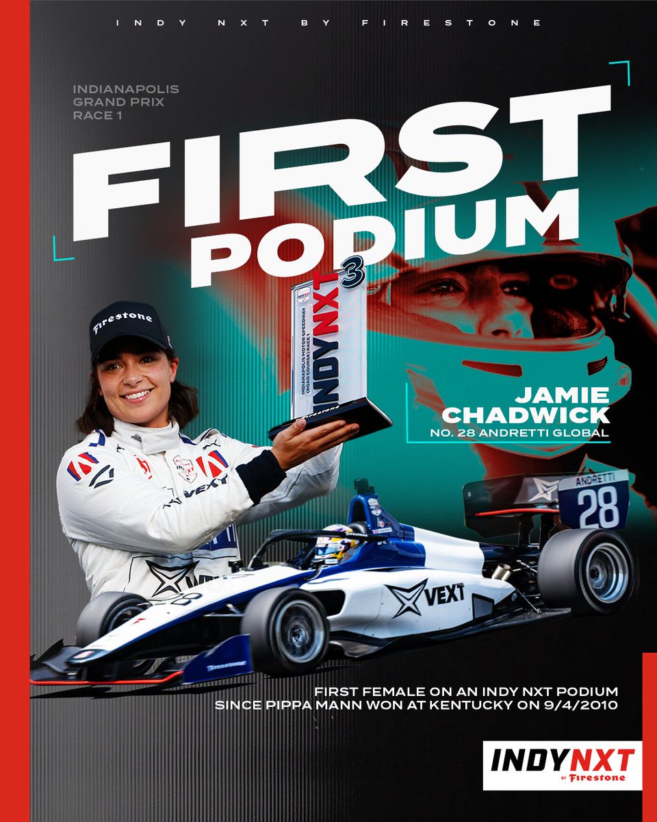 HERstory 💪 @JamieChadwick claimed her first career #INDYNXT podium! #INDYGP // @AndrettiIndy // (A 🧵)