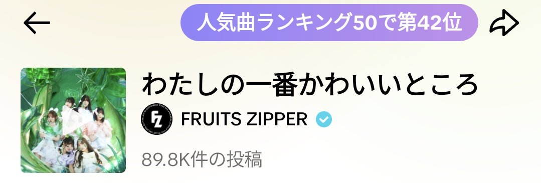 どっちも人気曲Top50入ってる！すごいすごいよすごすぎる！！
#FRUITSZIPPER #fruitszipper  #NEWKAWAII  #わたしの一番かわいいところ