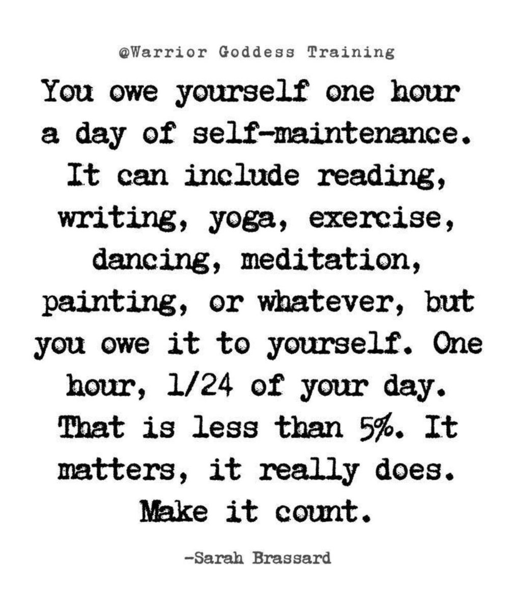 You owe yourself one hour a day of self-maintenance #chiarimalformation #chronicillness #chronicpain