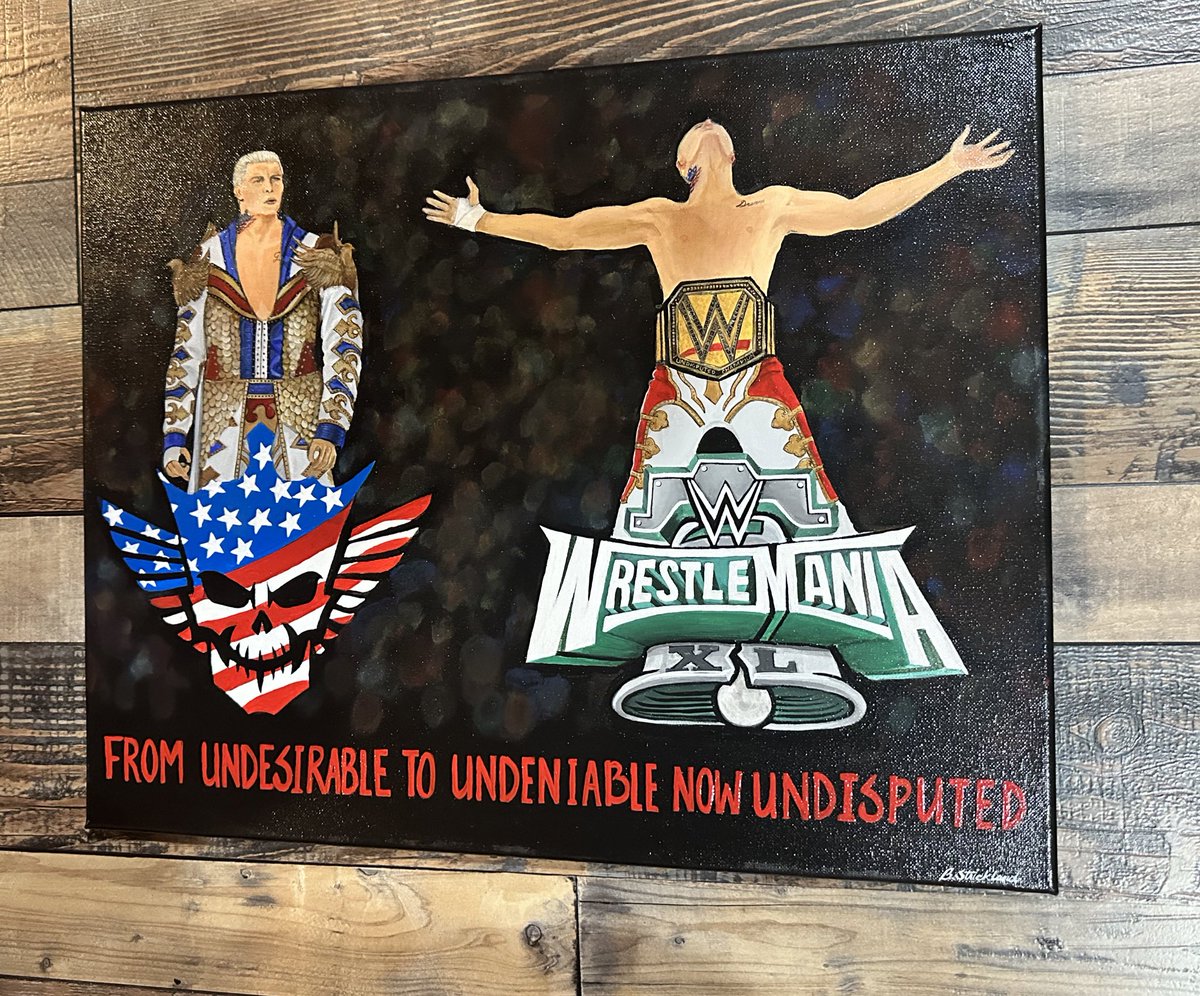 Thanks again to @ArtByBrandi for this incredible piece! 

If you are a sports fan or a fan of art in general, check out some of her work! 

@CodyRhodes 

#WrestleMania #AndNew #Smackdown #WWERaw #NightmareFamily #TeamCody