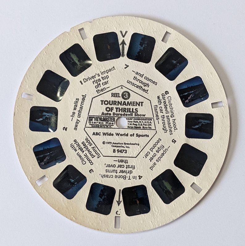 TOURNAMENT Of THRILLS #ViewMaster Reel 3, #70s Auto #Daredevil by COINeredShop etsy.me/42NufPE via #Etsy